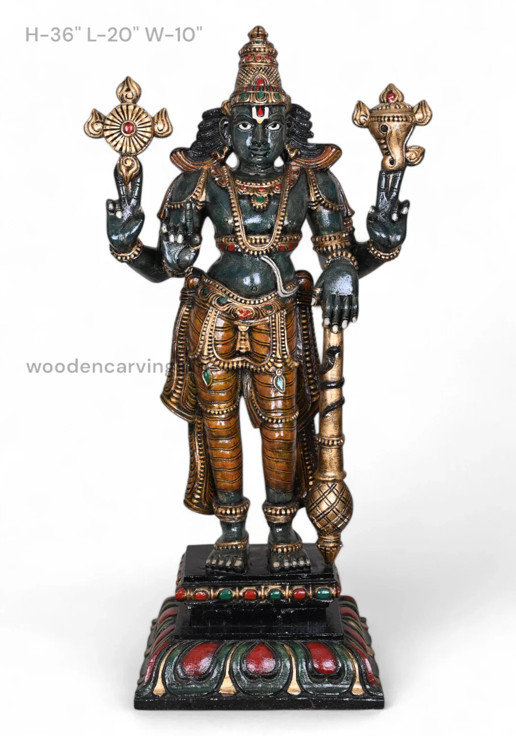 Multicolored wooden Vishnu Statue