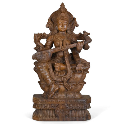 Sculpture Of Padma Saraswathi With Veena 36"