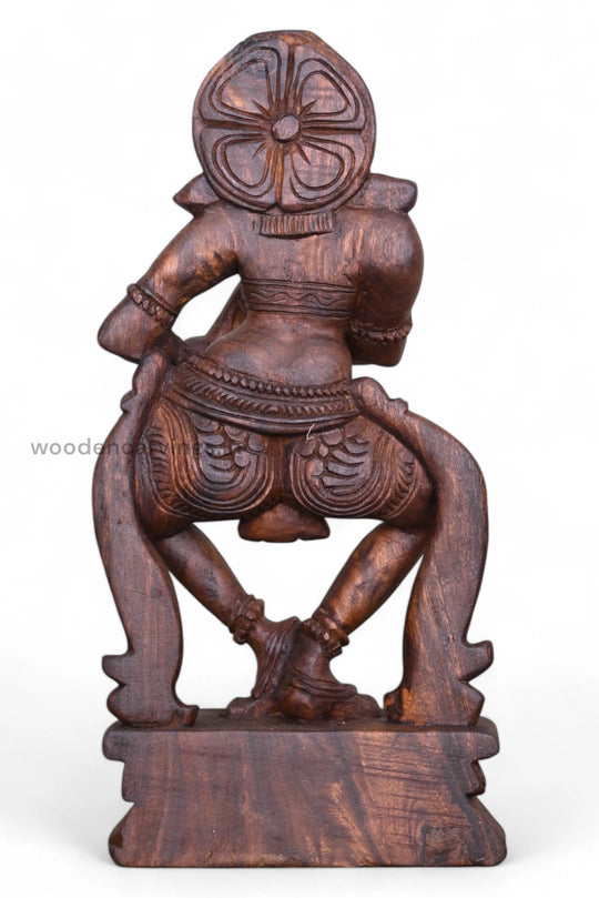 Stunning Lady Playing With Shehnai Detaily Handcrafted Fine Finishing Wooden Home Decor Sculpture 19"