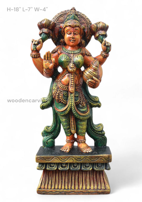 Standing Goddess MahaLakshmi wooden statue WC2249 (1)