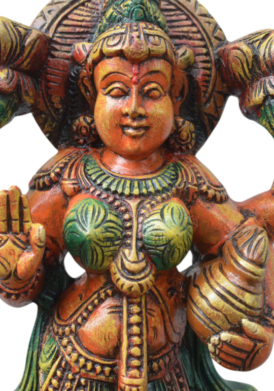 Standing Goddess MahaLakshmi wooden statue WC2249 (2)