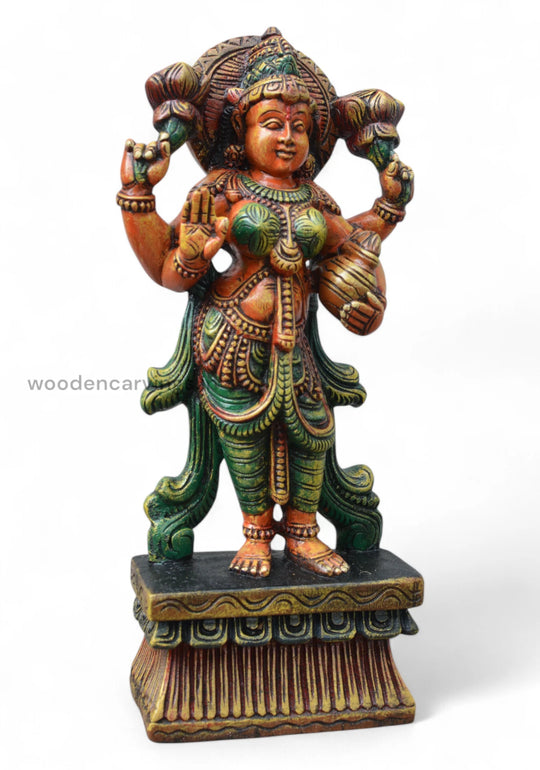 Standing Goddess MahaLakshmi wooden statue WC2249 (3)