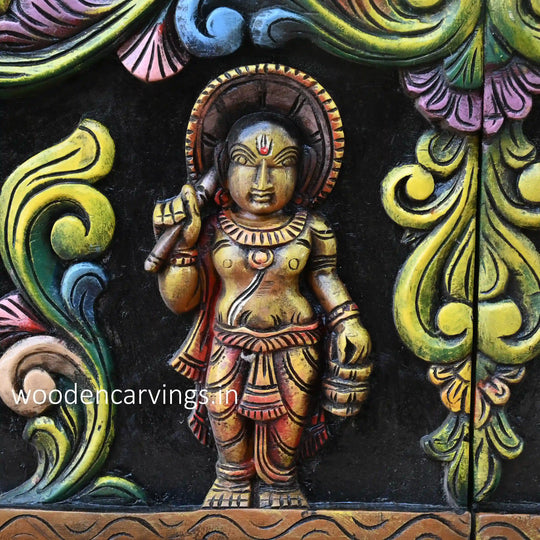 Wooden Dasavatar Ten Avatras Wall Panel 84"