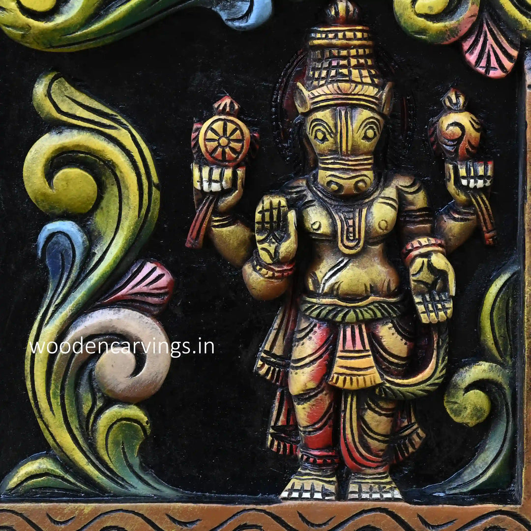 Wooden Dasavatar Ten Avatras Wall Panel 84"