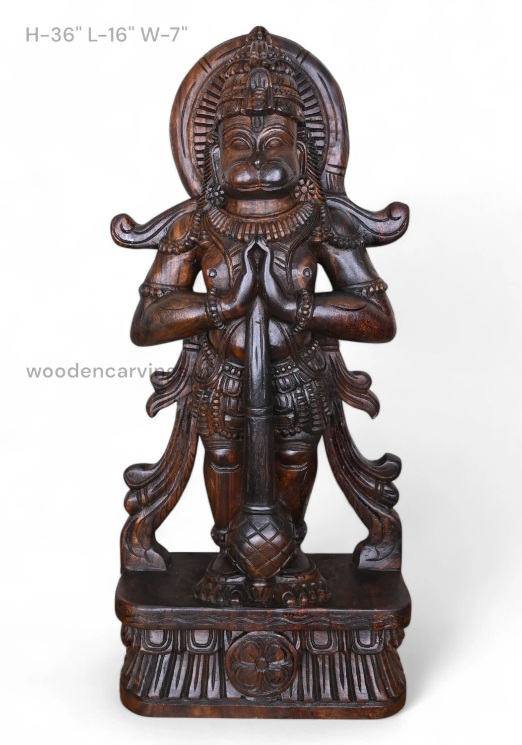 Standing Hanuman Namsthe Wooden  Sculpture WC3863 (1)