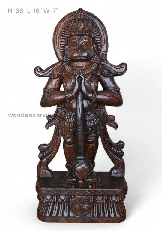 Standing Hanuman Namsthe Wooden  Sculpture WC3863 (1)