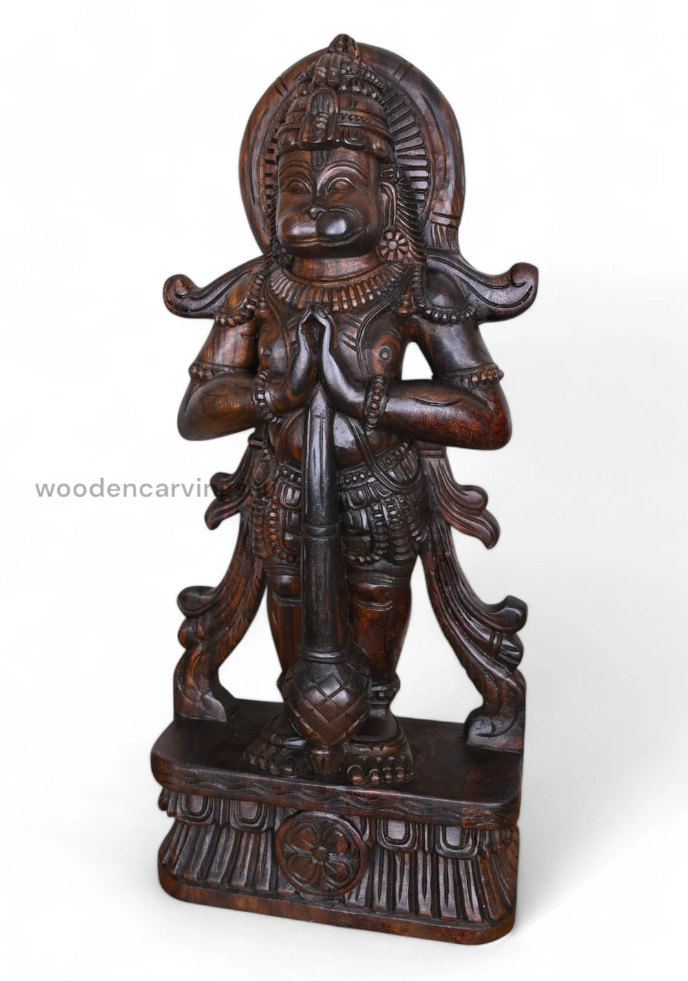 Standing Hanuman Namsthe Wooden Sculpture WC3863 (2)