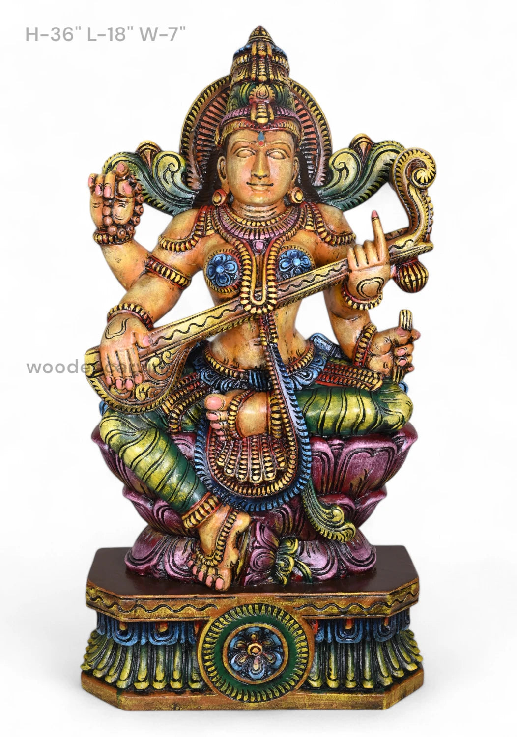 Abundance of Wealth Goddess Saraswathi Sculpture WC3893 (1)