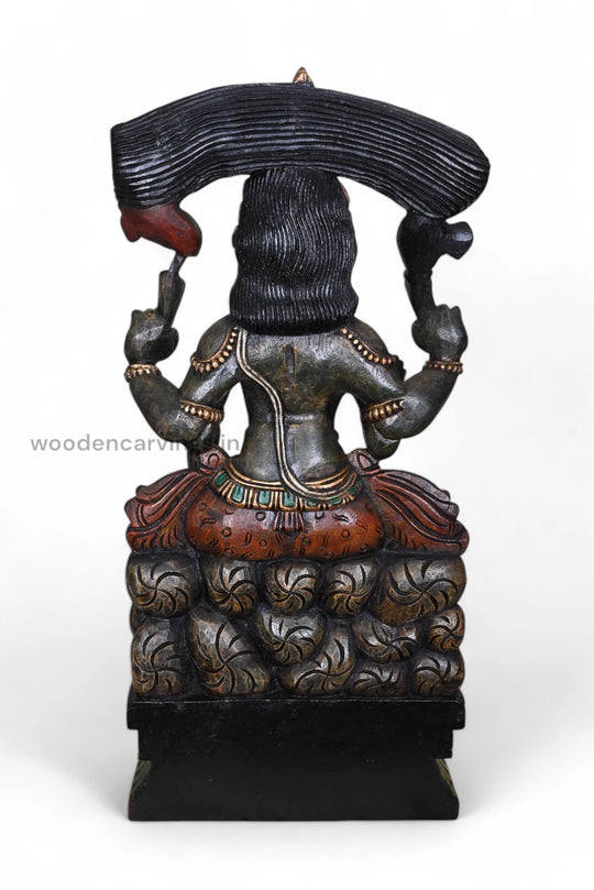 Wooden Lord Shiva Sitting on Stone Sculpture WC3980 (4)