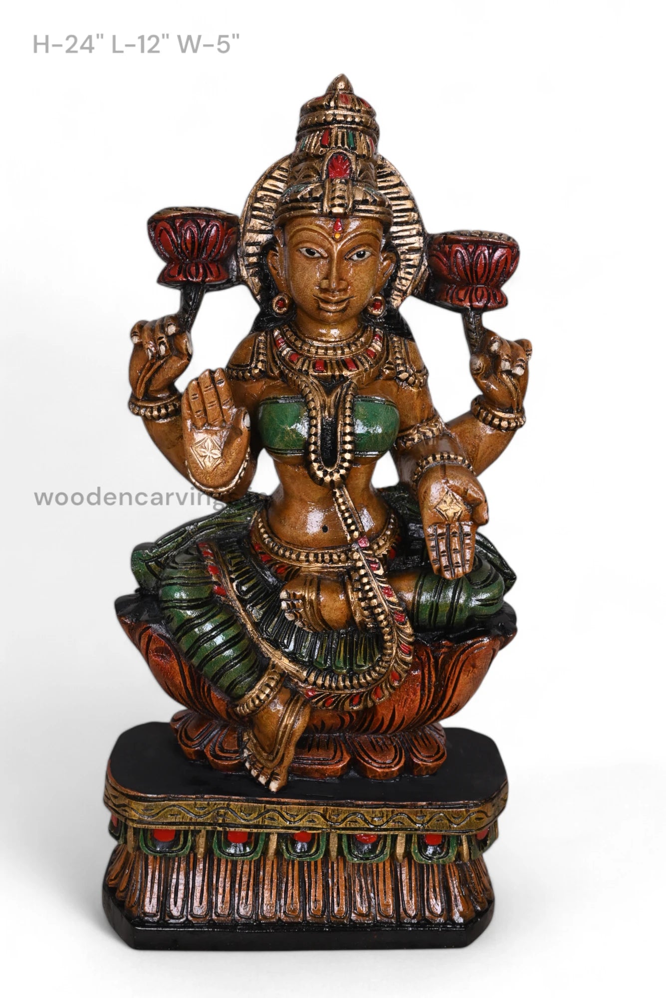 Shri Mahalakshmi Sitting on Lotus Sculpture WC3989 (1)