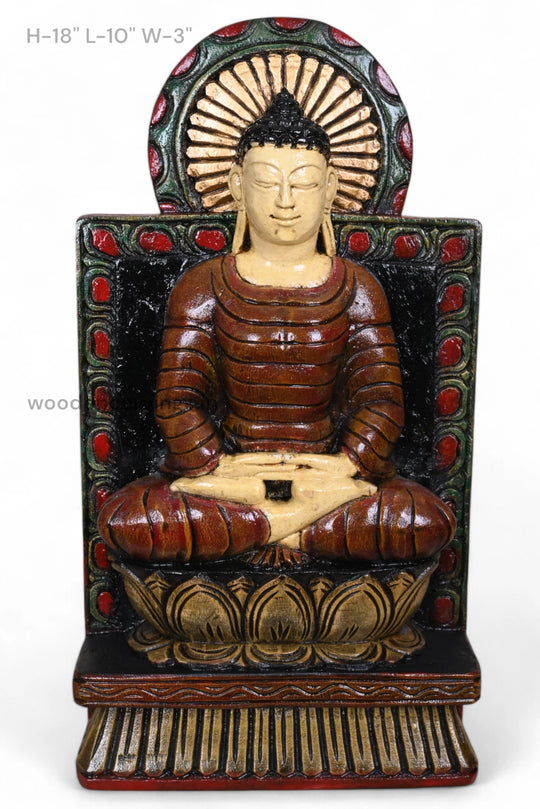 Calm Gauthama Buddha Dhyana Mudra Sculpture 18"