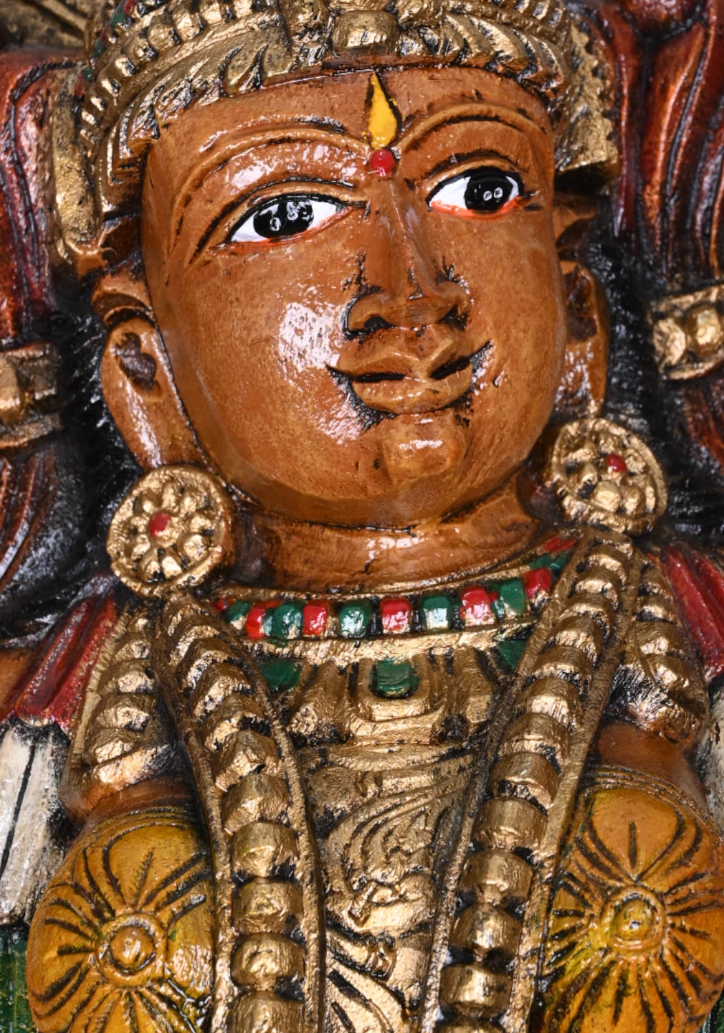 Wooden Standing Mahalakshmi on Lotus Sculpture WC4003 (3)