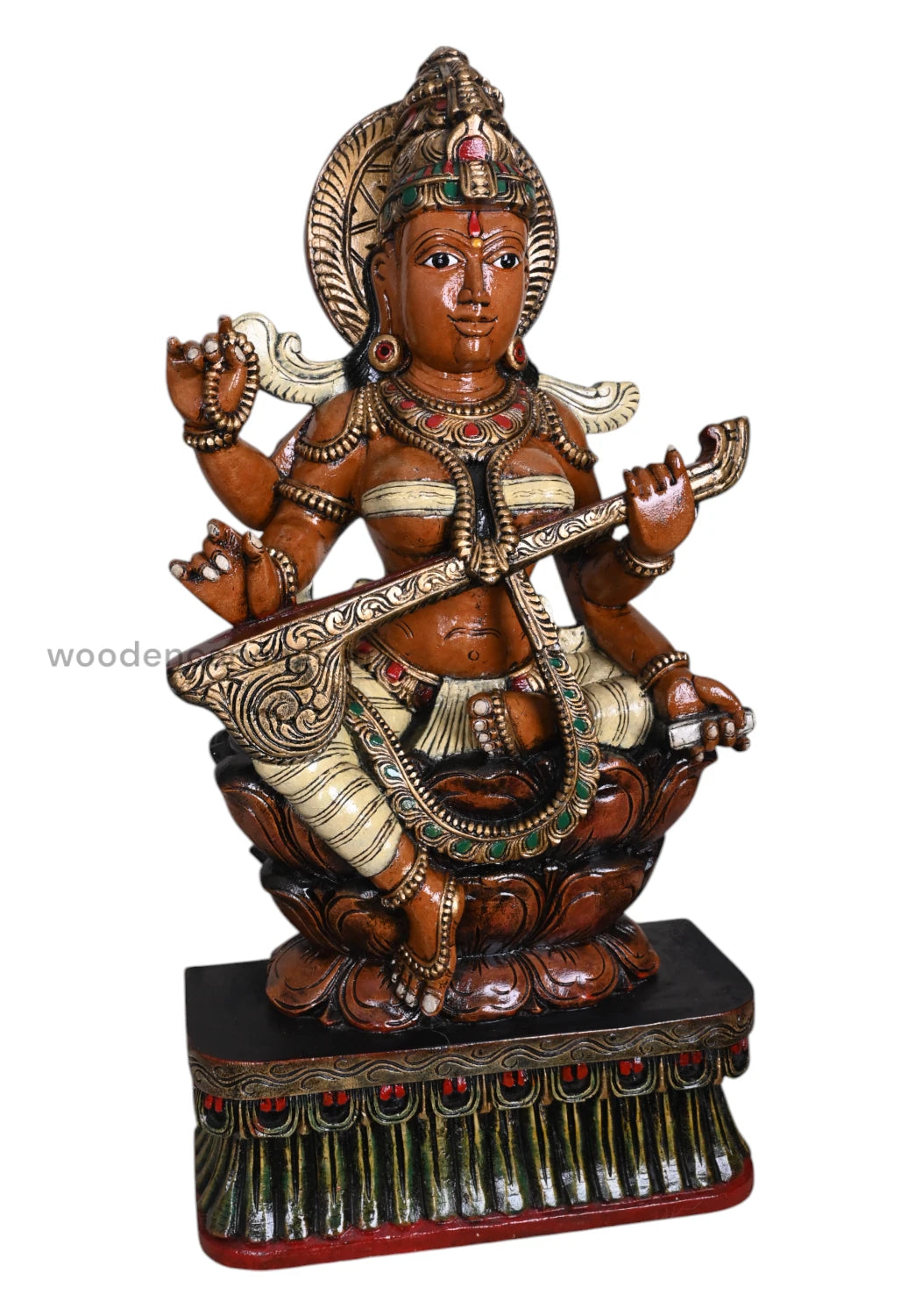 Goddess Saraswathi on Lotus Sculpture WC 4008 (4)