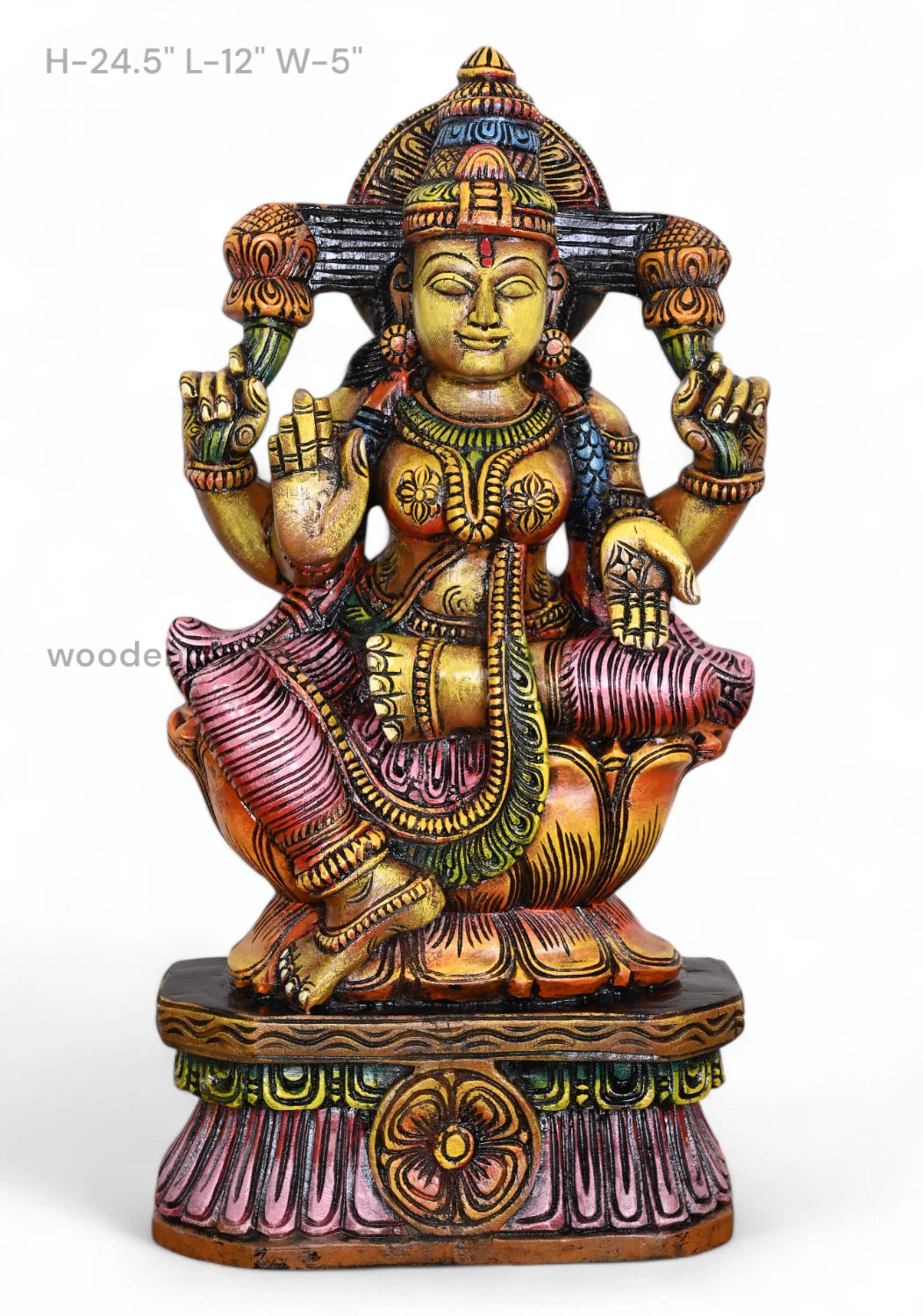 Goddess Narayani Shri Mahalakshmi  Wooden Sculpture 24.5" WC4144 (1)