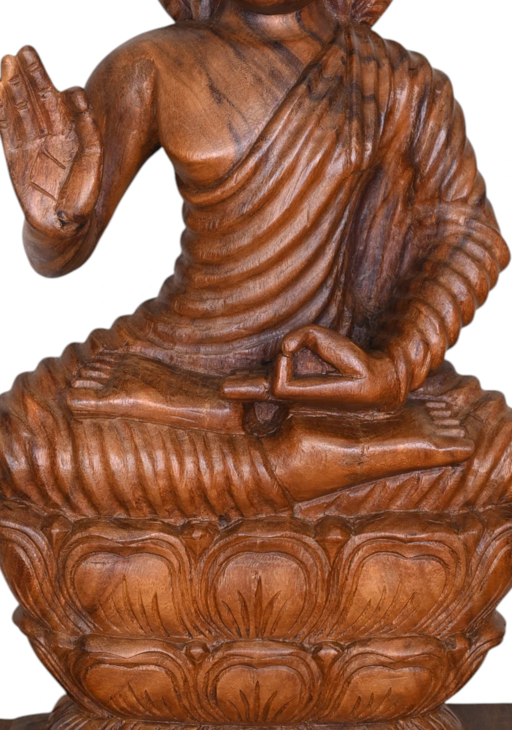 Gauthama Buddha Sitting on Lotus With Vitarka Mudra Sculpture WC4197 (4)