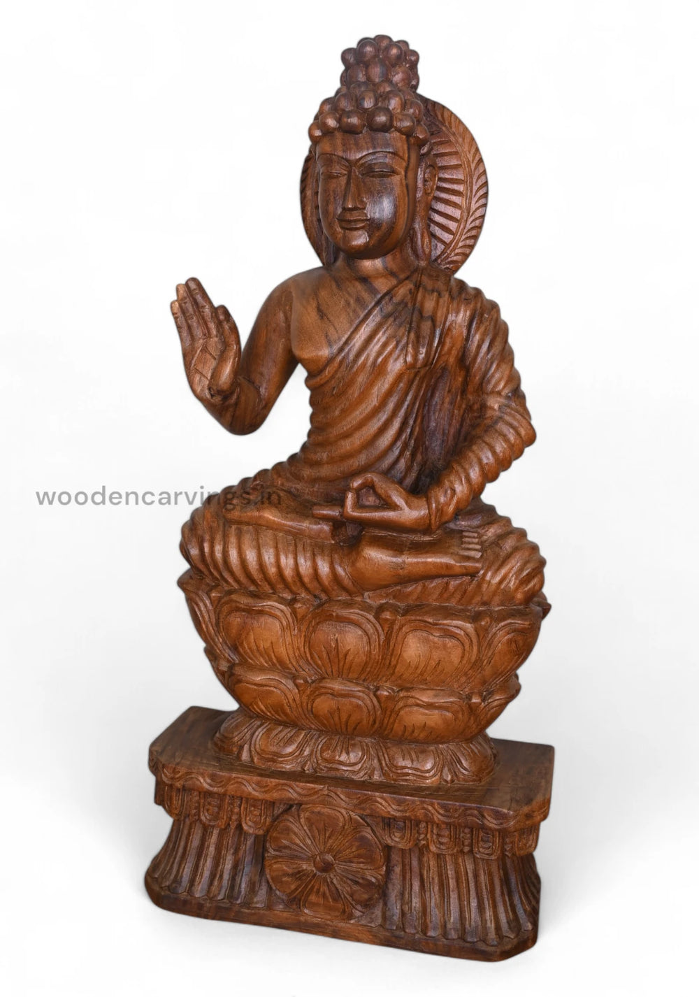 Gauthama Buddha Sitting on Lotus With Vitarka Mudra Sculpture WC4197 (2)