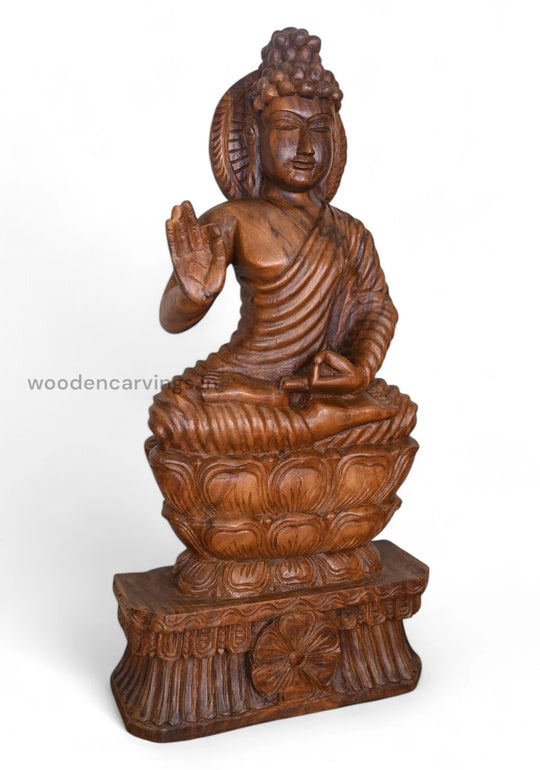 Gauthama Buddha Sitting on Lotus With Vitarka Mudra Sculpture WC4197 (3)