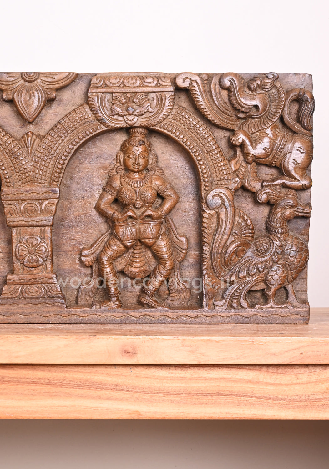 Special Art Work of Three Gorgeous Apsaras Holding Tabla, Deer, Jing-Juck Horizontal Wall Panel 36"