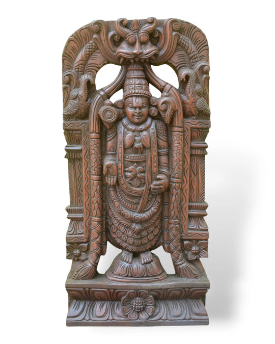 Lord Venkateshwara wooden statue 24"