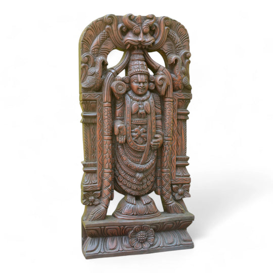 Lord Venkateshwara wooden statue 24"