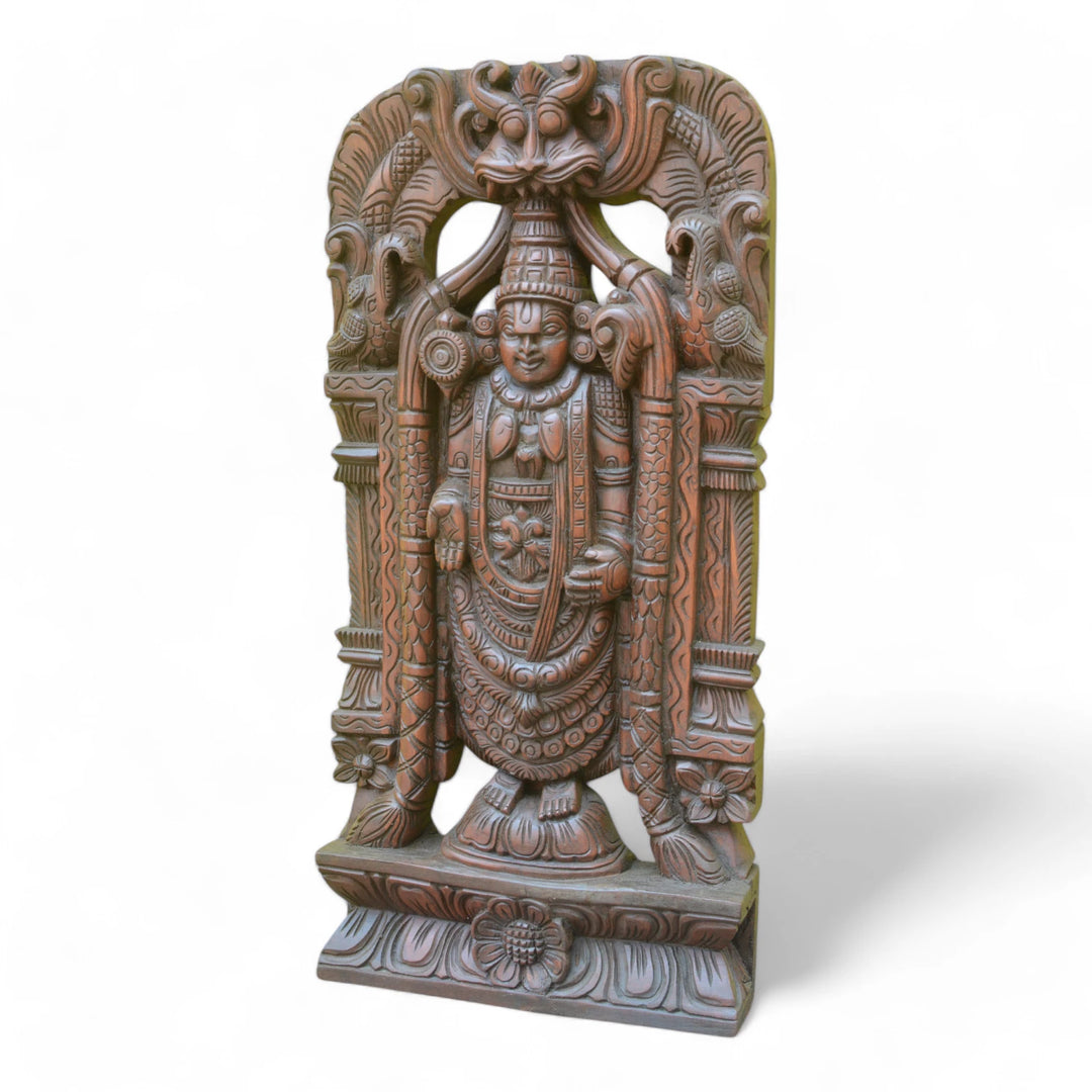 Lord Venkateshwara wooden statue 24"