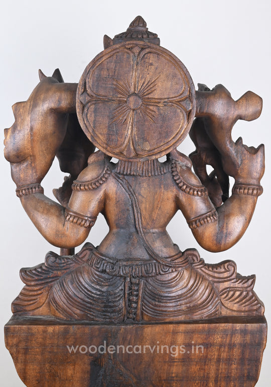 Goddess Kamatchi Holding Sugarcane in Hand Wooden Sculpture 36"