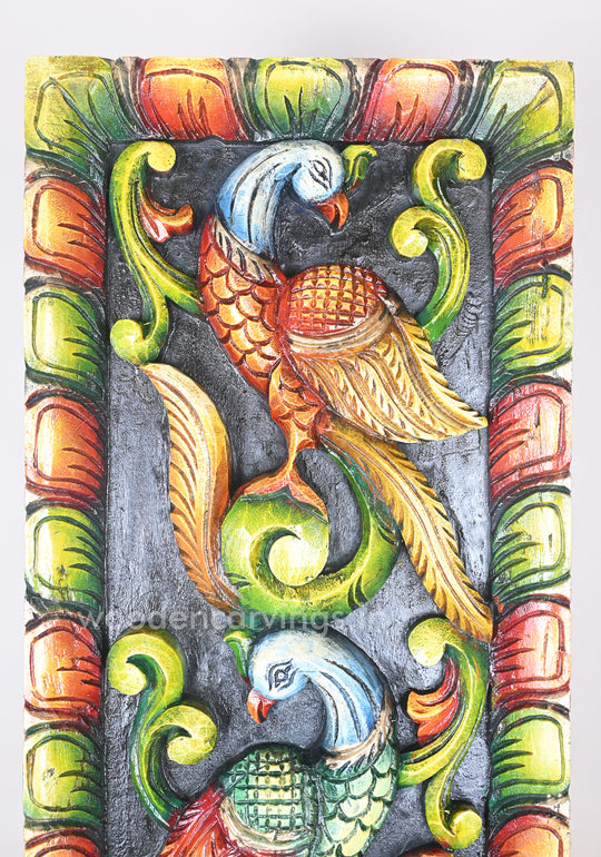 Stunning Handmade Vertical Parrots Multicoloured Wall Panel Decor For Your Home 35"