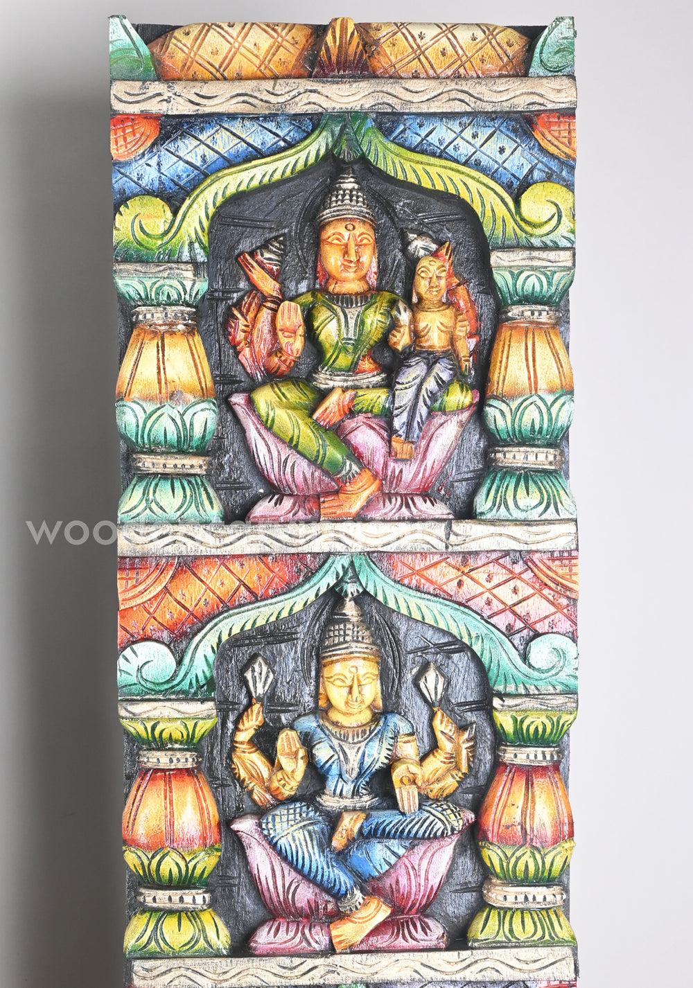 Door Decor Vertical AstaLakshmi Pillar Design Stunning Art Work Multicoloured Wall Panel 72"