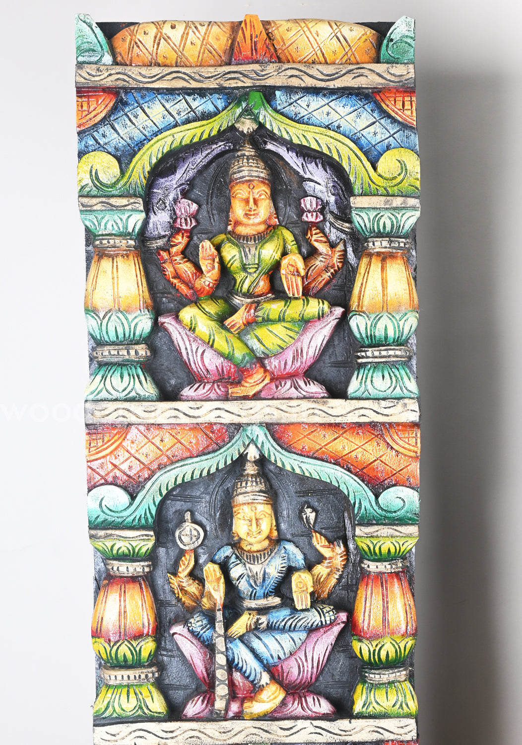 Door Decor Vertical AstaLakshmi Pillar Design Stunning Art Work Multicoloured Wall Panel 72"