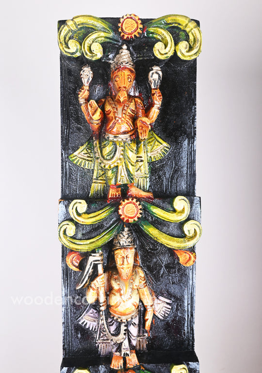 Unique and Elegant Vertical Mahavishnu Dasavatar Wooden Coloured Wall Panel 36"