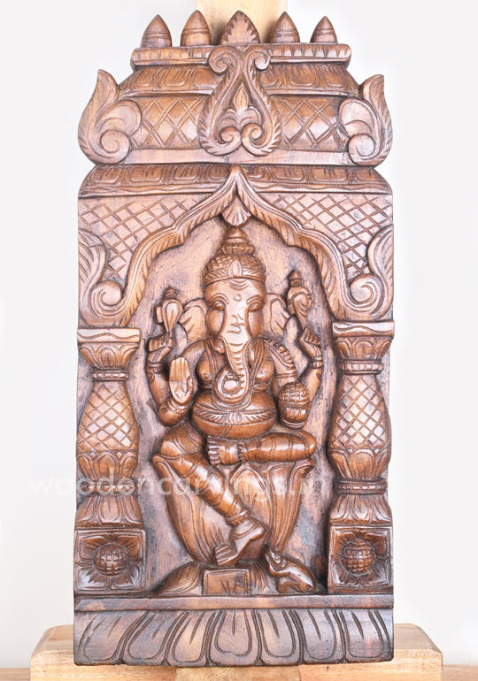 Lord Ganesh carved with Gopuram and Pillar Design Kavadi Wall Mount 24"