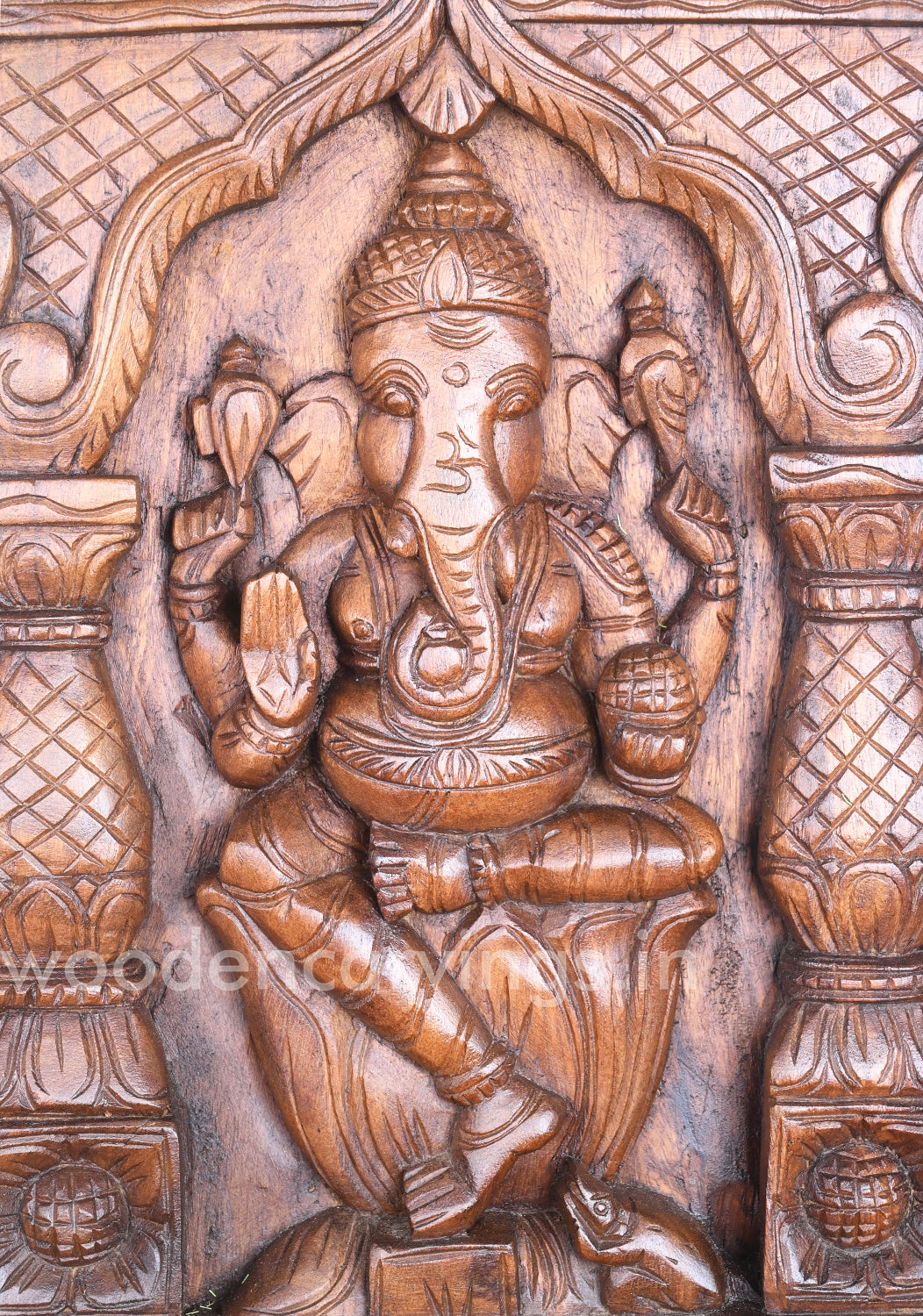 Lord Ganesh carved with Gopuram and Pillar Design Kavadi Wall Mount 24"