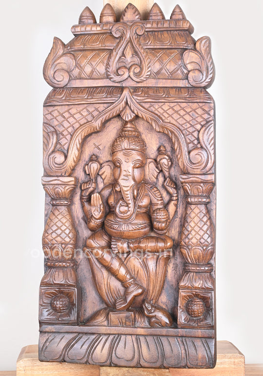 Lord Ganesh carved with Gopuram and Pillar Design Kavadi Wall Mount 24"