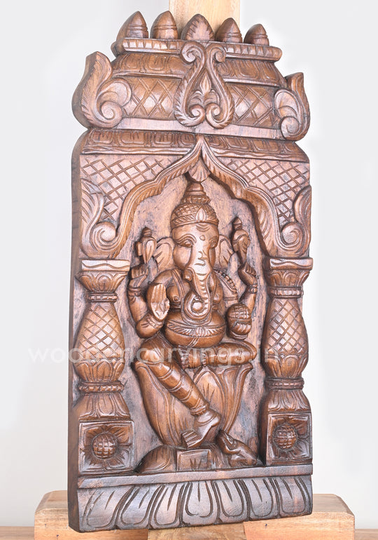 Lord Ganesh carved with Gopuram and Pillar Design Kavadi Wall Mount 24"