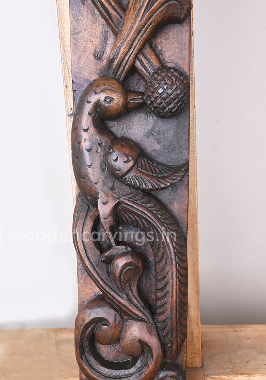 Vertical Standing Parrots Wax Brown Finishing Door Decor Wall Panel 36"