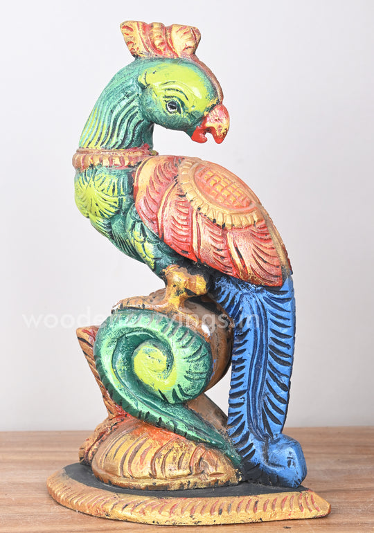 Standing Stunning Green Parrot Showpiece Decorative Sculpture 14"