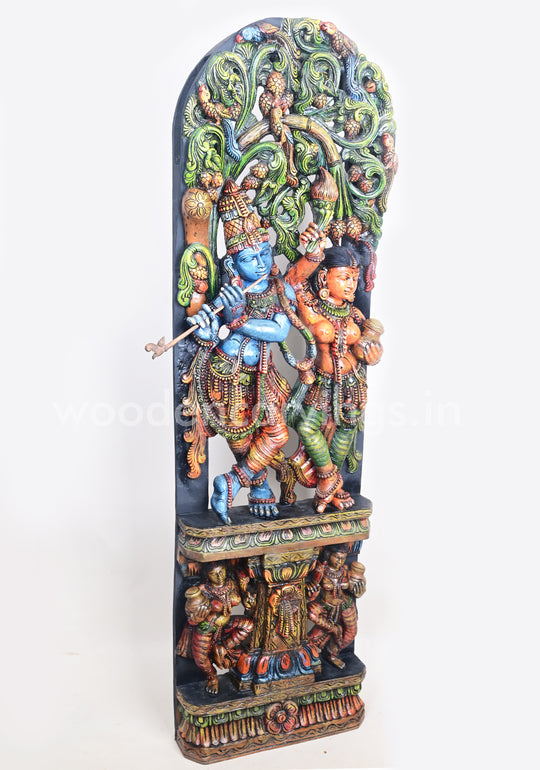 Excellent Art work of Radha Krishna Multicoloured Jali Work Wall Mount 61"