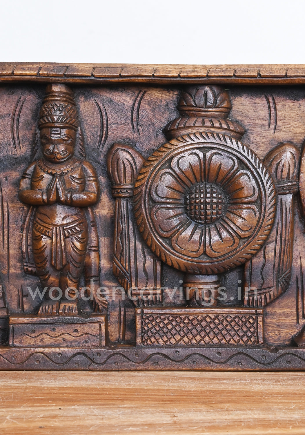 Reclining Ranganathar with MahaLakshmi, Lord Karuda, and Hanuman Horizontal Wall Panel 48"