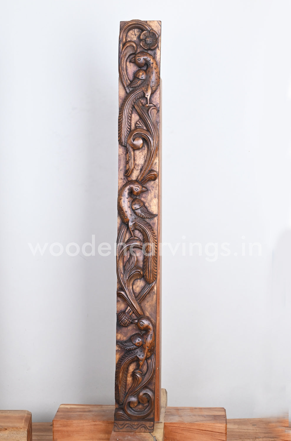 Standing Light Weight Paired Home Decor Parrot Vertical Vaagai Wood Wall Panels 36"