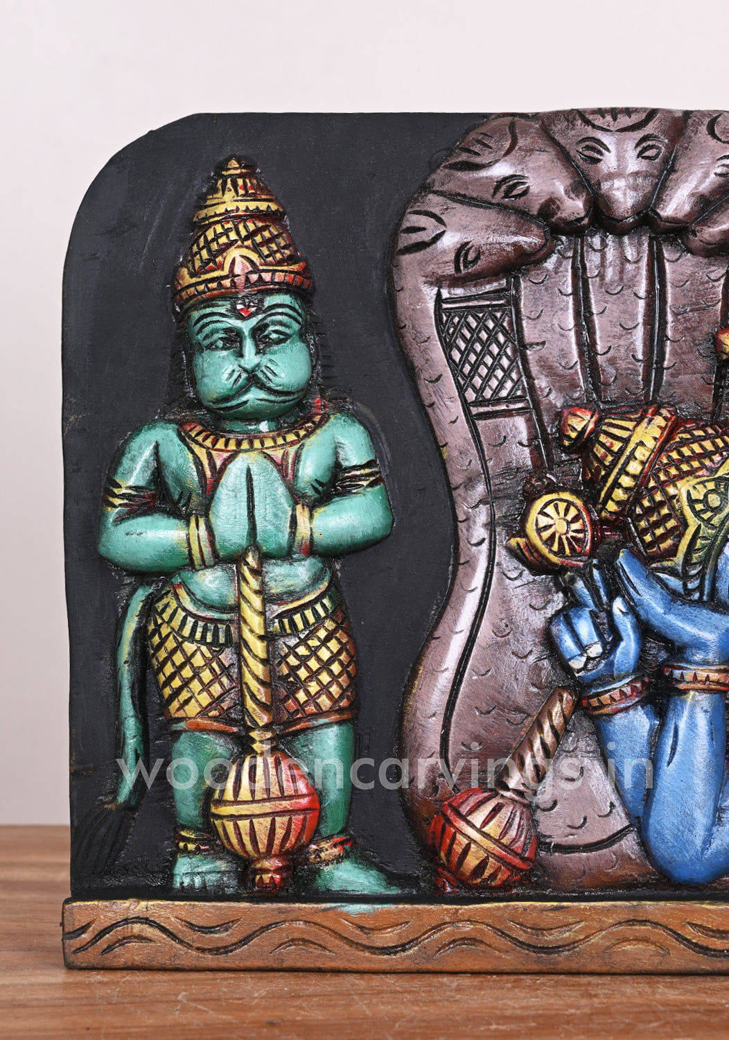 Reclining Lord Ranganathar on Adhisesha's lap With MahaLakshmi, Garuda, Hanuman Panel 32"