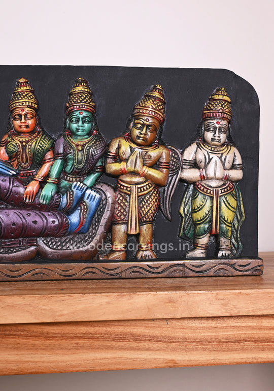 Reclining Lord Ranganathar on Adhisesha's lap With MahaLakshmi, Garuda, Hanuman Panel 32"