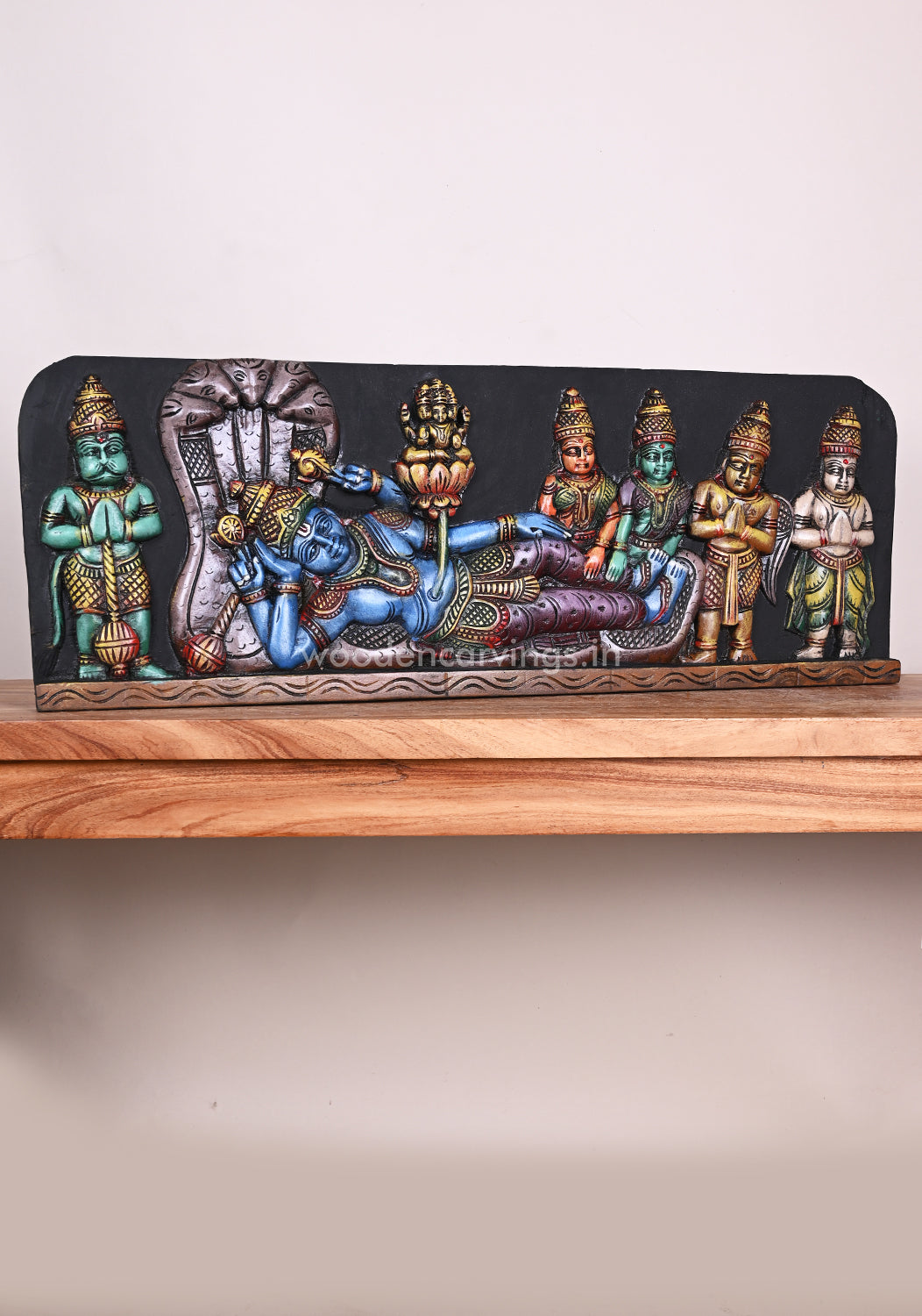 Reclining Lord Ranganathar on Adhisesha's lap With MahaLakshmi, Garuda, Hanuman Panel 32"