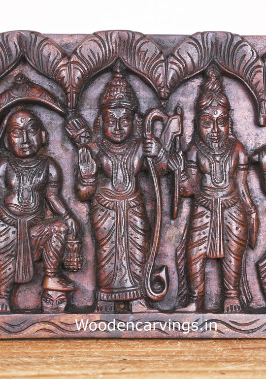 Wooden Maha Vishnu Ten Powerful Avatars For Destroy Bad Evils Hooks Fixed Horizontal Panel 38"