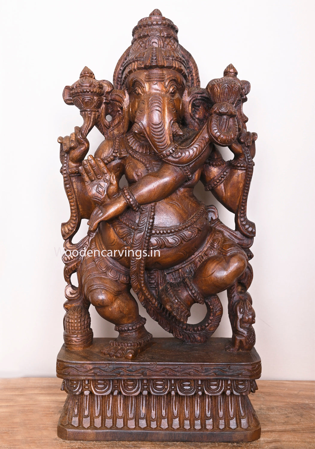 Holding Lotus in Trunk Dancing Light Weight Auspicious Mangalahara Ganapathi For Your Pooja Room Entrance Sculpture 25"