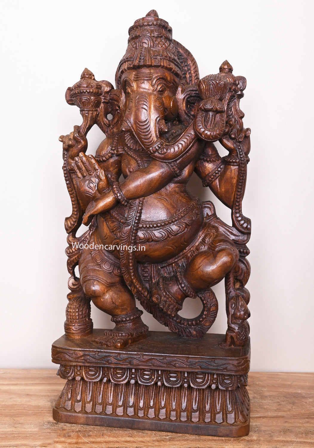 Holding Lotus in Trunk Dancing Light Weight Auspicious Mangalahara Ganapathi For Your Pooja Room Entrance Sculpture 25"