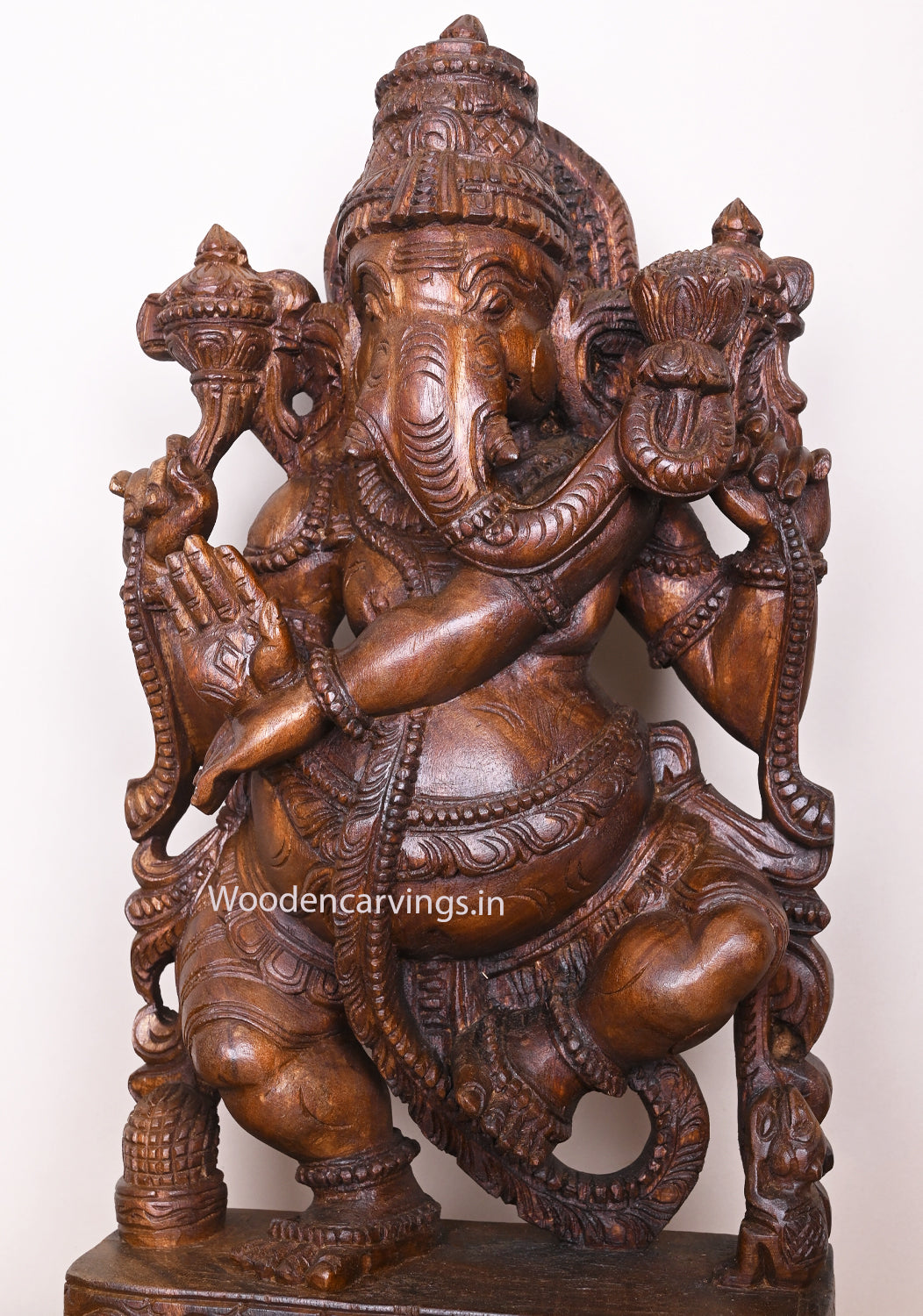 Holding Lotus in Trunk Dancing Light Weight Auspicious Mangalahara Ganapathi For Your Pooja Room Entrance Sculpture 25"