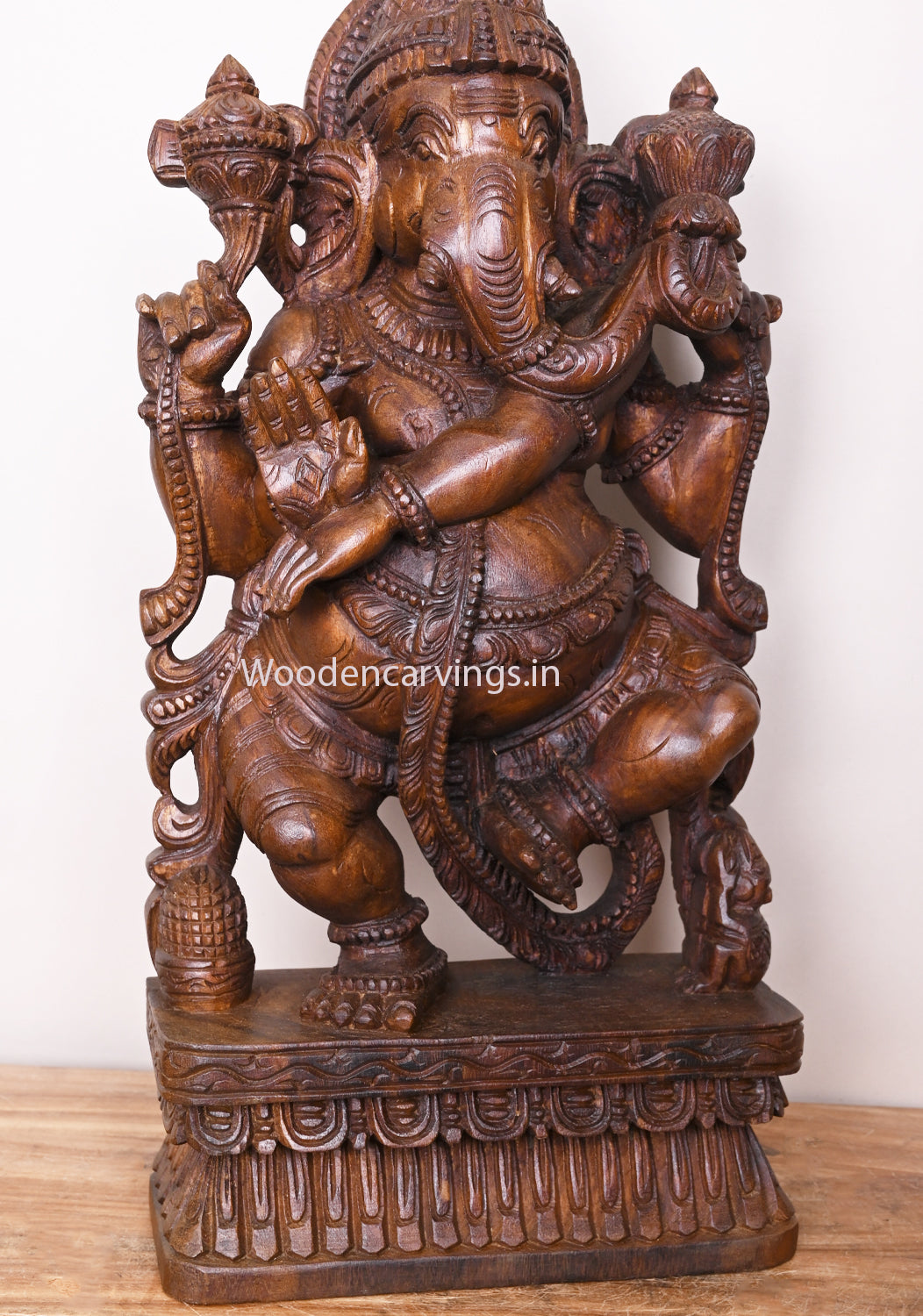 Holding Lotus in Trunk Dancing Light Weight Auspicious Mangalahara Ganapathi For Your Pooja Room Entrance Sculpture 25"