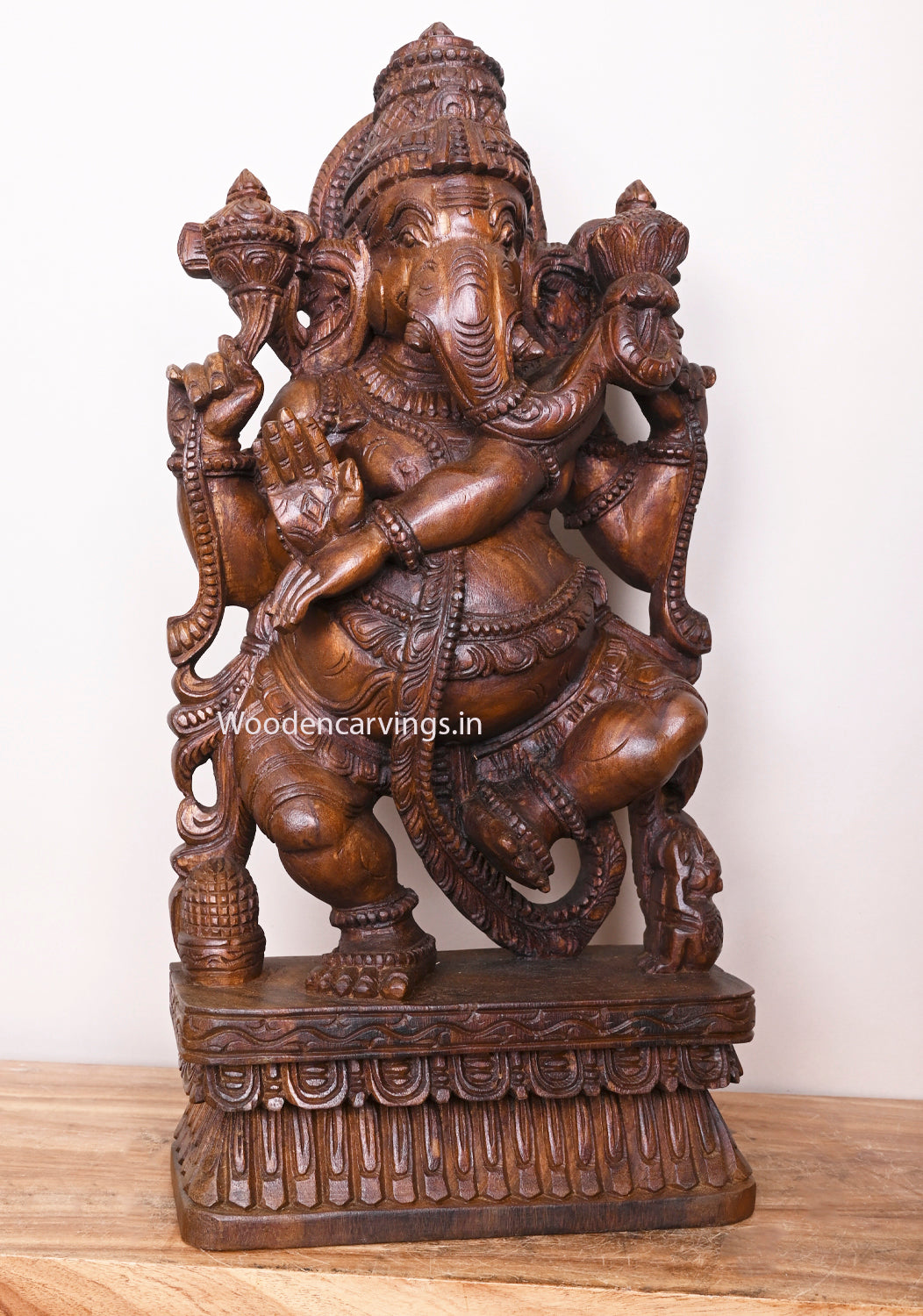 Holding Lotus in Trunk Dancing Light Weight Auspicious Mangalahara Ganapathi For Your Pooja Room Entrance Sculpture 25"