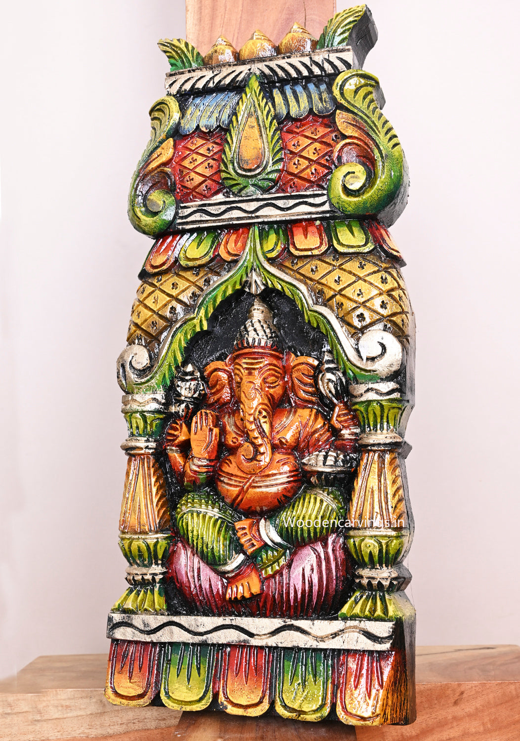 Wall and Entrance Decor Wooden Handmade Colourful Light Weight Wooden Kavadi 18"