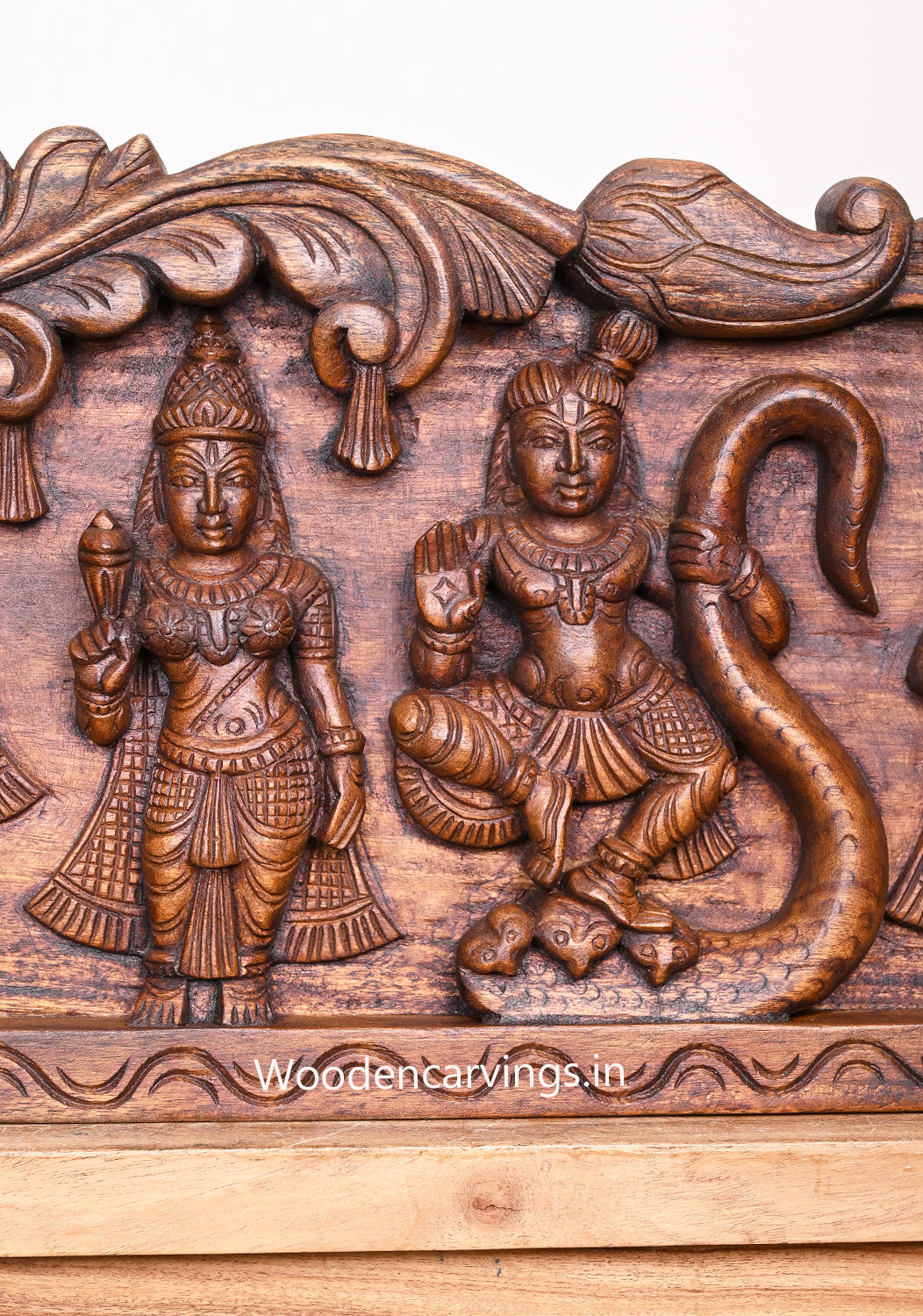 The Rare Lord Krishna Save People From Kaliya (Demon Snake)  and Heavy Rain Horizontal Peacock Design Wall Panel 48"